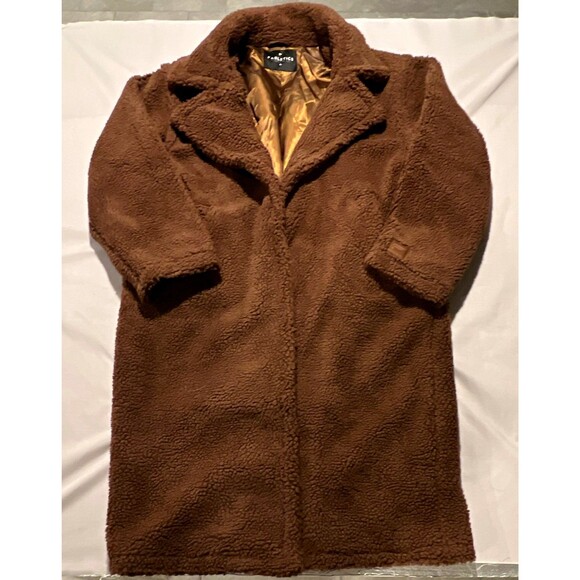 Fabletics Jackets & Blazers - Fabletics Brown Fleece Long Overcoat Collared Lined Pockets Size XL